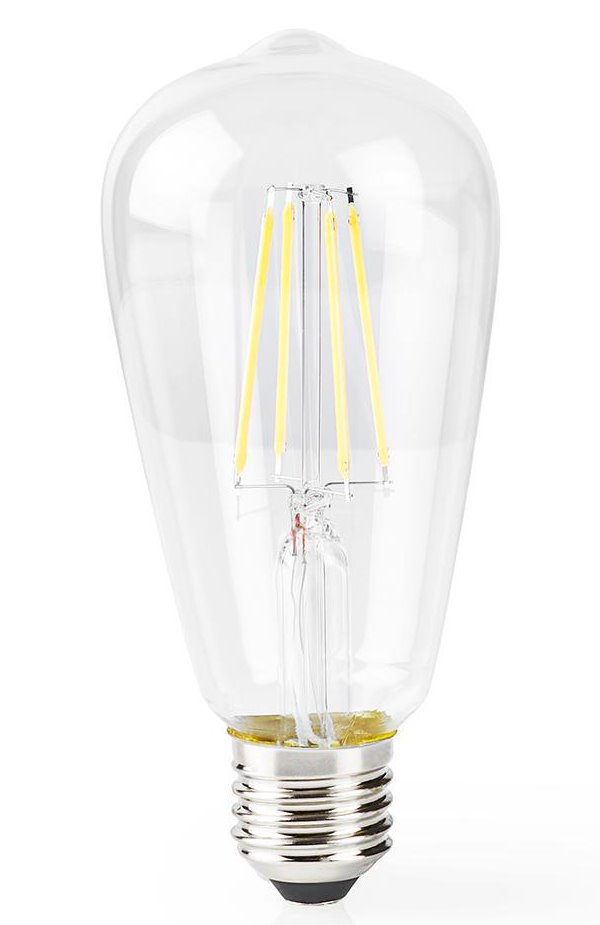 NEDIS Wi-Fi chytrá LED žárovka s vláknem/ E27/ ST64/ 5W/ 230V/ 500lm/ 2700K/ teplá bílá/ stmívatelná/ čir WIFILF10WTST64