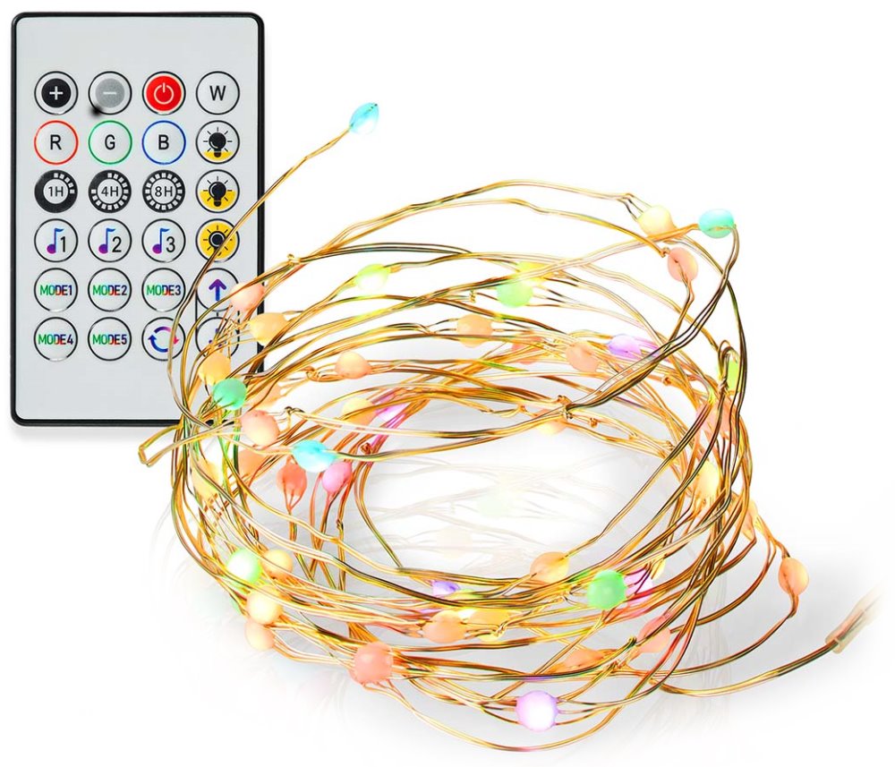 NEDIS Wi-Fi chytrý LED řetěz/ 5W/ 5VDC/ IP44/ 400lm/ RGB/ USB/ Nedis® SmartLife/ 5m WIFILX51RGB