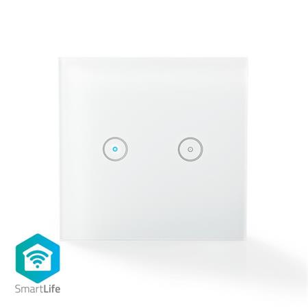 NEDIS Wi-Fi chytrý spínač osvětlení/ dvojitý/ Android/ iOS/ Nedis® SmartLife/ bílý WIFIWS20WT