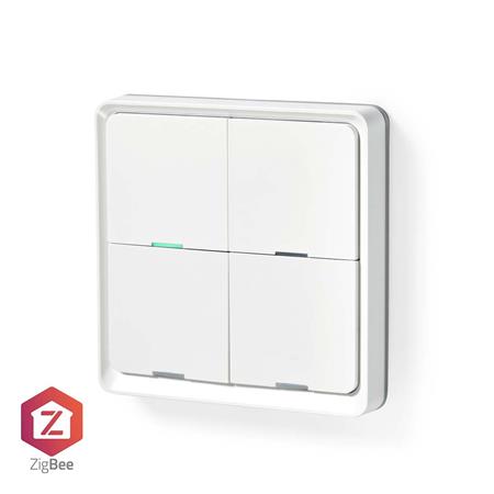 Nedis ZBWS40WT - SmartLife nástěnný vypínač | Zigbee 3.0 | Nástěnný Držák | Android™ / IOS | Plast | Bílá ZBWS10WT