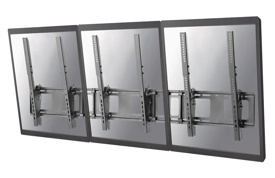 Neomounts NS-WMB300PBLACK / Flat Screen Wall Mount for menu board - 3 screens - portrait / Black