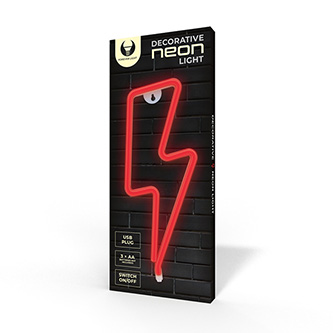 Neon LED Light BOLT red Bat + USB FLNE06 Forever Light RTV100213