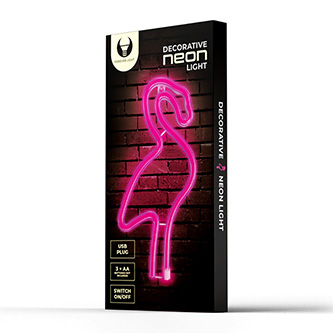 Neon LED Light Flamingo pink Bat + USB FLNE18 Forever Light RTV100299