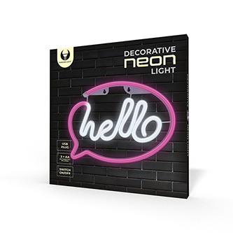 Neon LED Light HELLO pink white Bat + USB FLNE15 Forever Light RTV100232