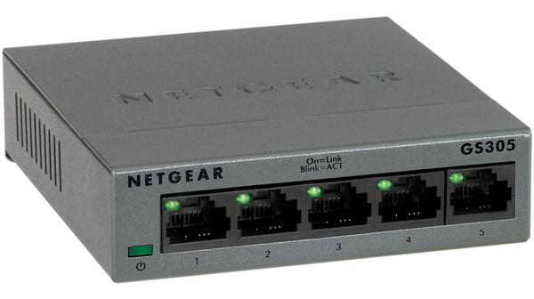 NETGEAR GS305 - Přepínač - neřízený - 5 x 10/100/1000 - desktop, pro připevnění na zeď GS305-300PES