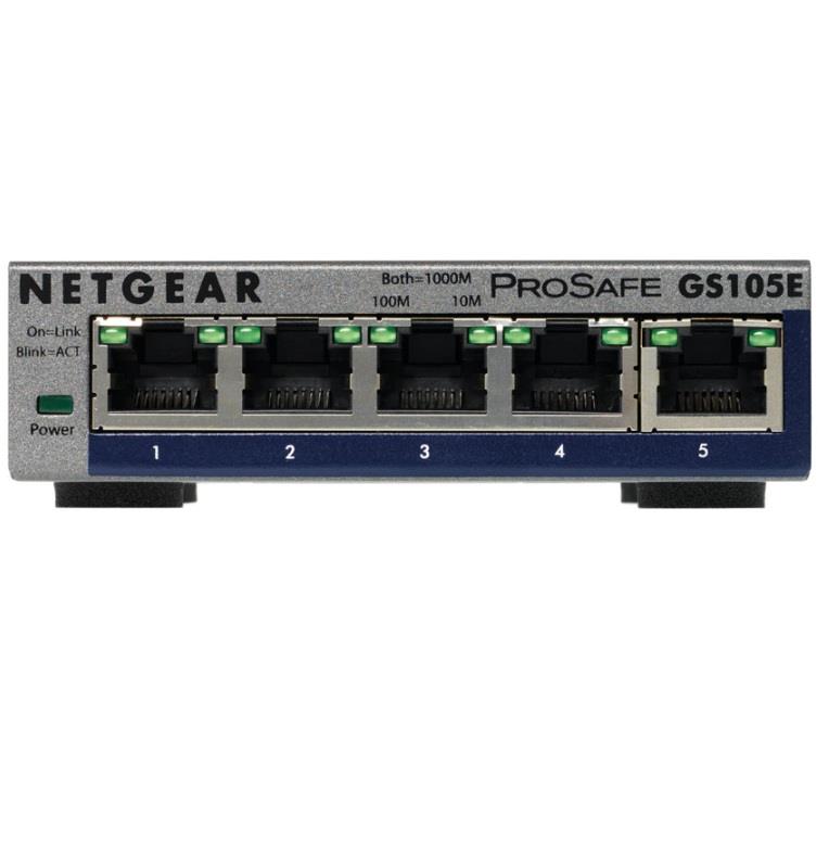 NETGEAR Plus GS105Ev2 - Přepínač - neřízený - 5 x 10/100/1000 - desktop GS105E-200PES