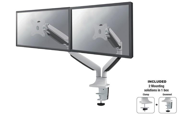 NewStar NeoMounts NM-D750DWHITE - Montáž na stůl pro 2 LCD displeje - bílá - velikost obrazovky: 10