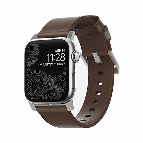 Nomad kožený náramok pre Apple Watch 42/44 mm - Modern Brown/Silver Hardware NM1A4RSM00