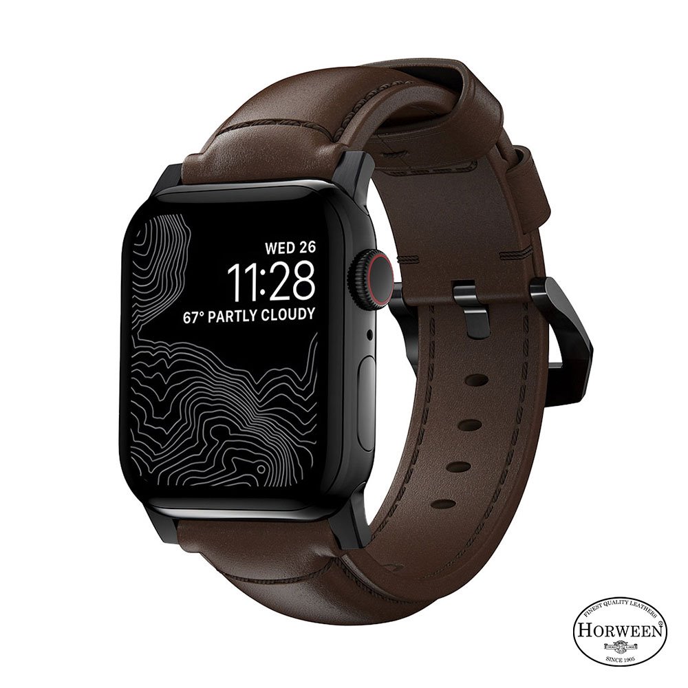 Nomad kožený remienok pre Apple Watch 38/40/41 mm - Traditional Brown/Black Hardware NM1A3RBT00