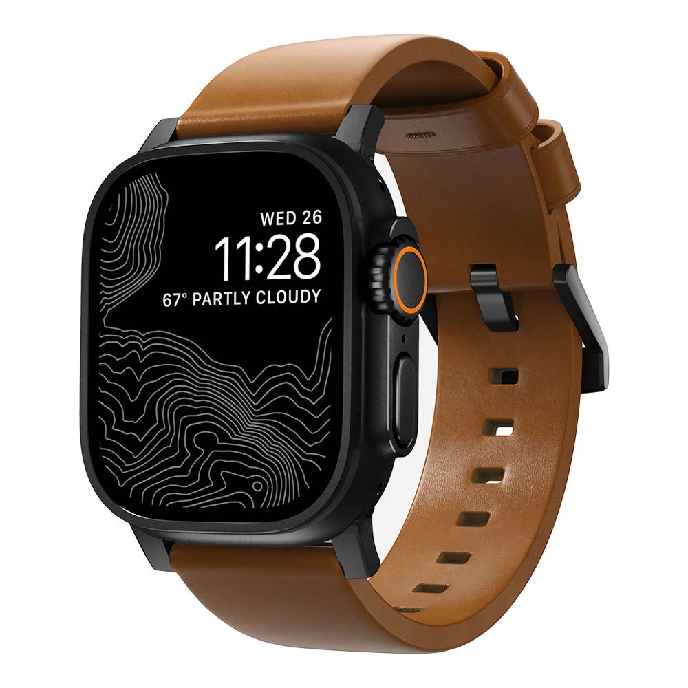 Nomad kožený remienok pre Apple Watch 44-49mm - Modern English Tan/Black Hardware NM01804185