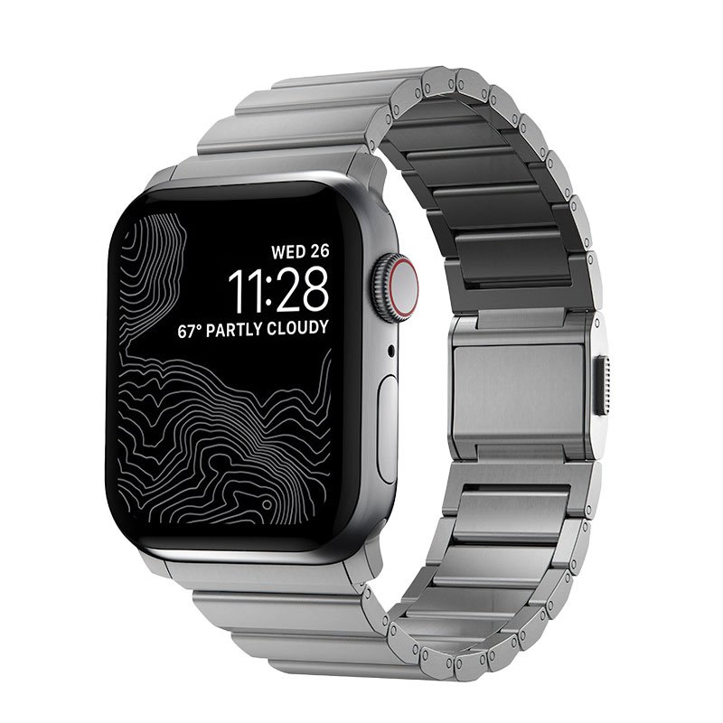 Nomad remienok pre Apple Watch 42/44/45 mm - Titanium Band/Silver Hardware NM1A4HSXT0