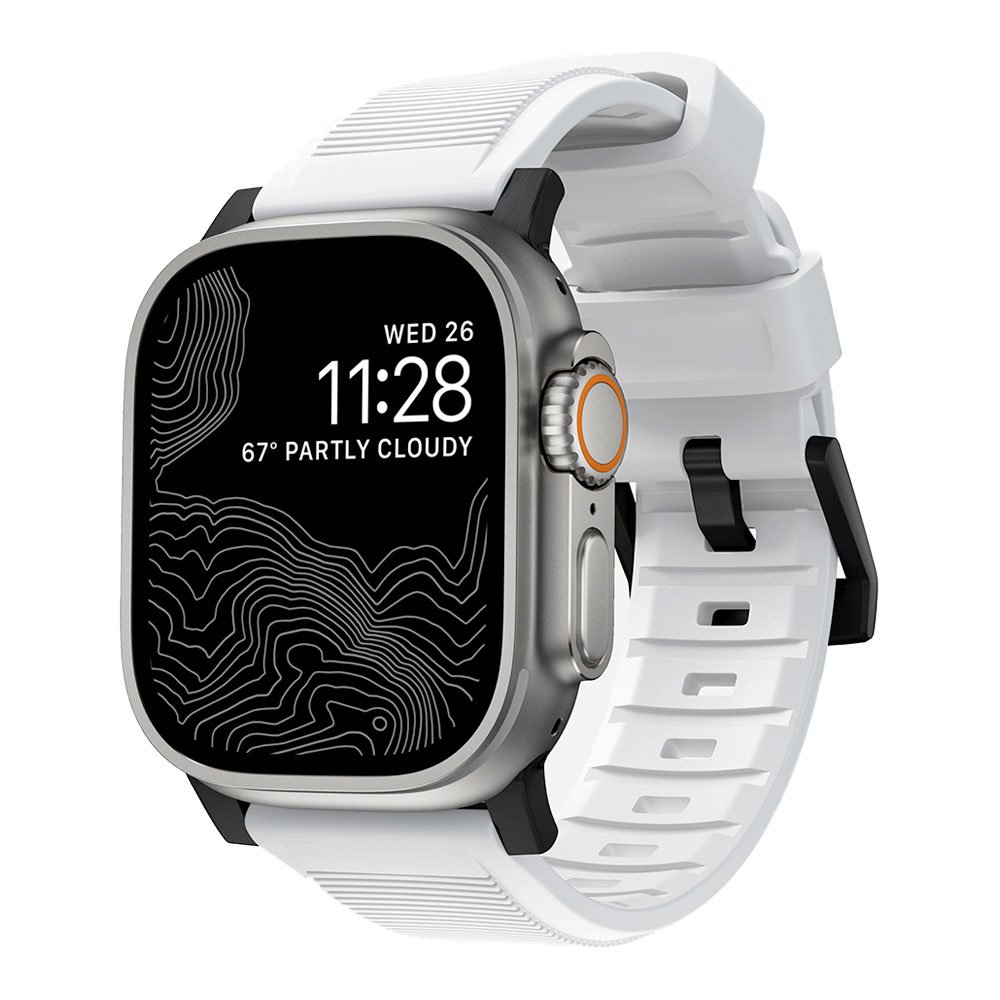Nomad remienok Rugged Strap pre Apple Watch 44/45/49mm - White/Black Hardware NM01575685