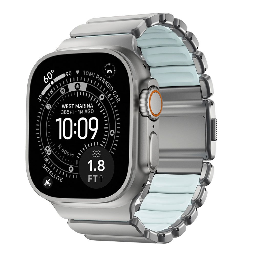 Nomad remienok Stratos pre Apple Watch 44-49mm - Ice Blue Glow/Natural Hardware NM009902858