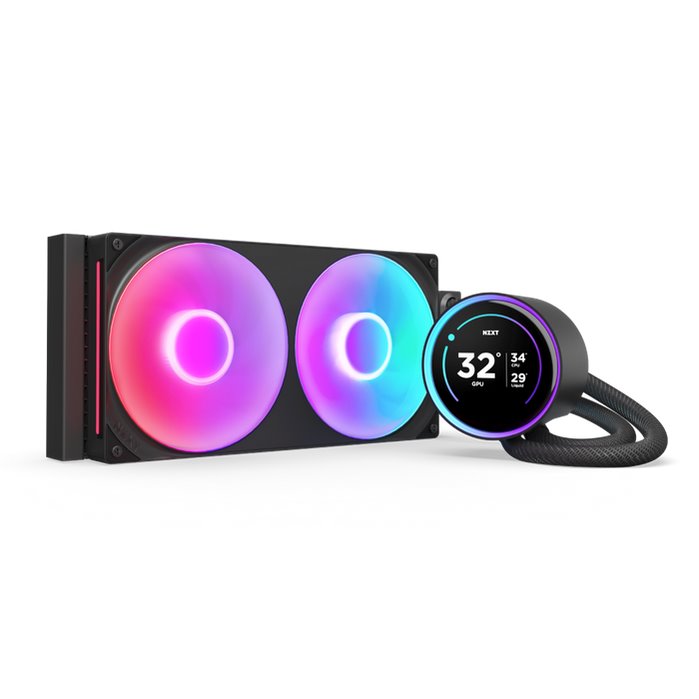 NZXT AIO liquid cooler CPU Kraken 280 ELITE RGB / 2x140mm fan / 4-pin PWM / LCD display / black RL-KR28E-B1