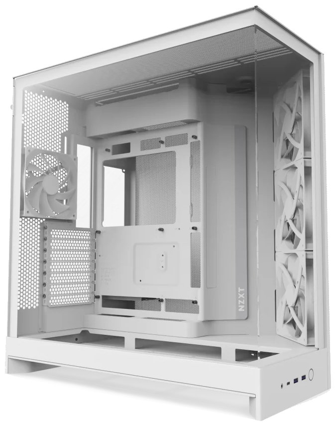 NZXT case H9 Flow, ATX, Large Dual Chamber Mid Tower, white CM-H92FW-01