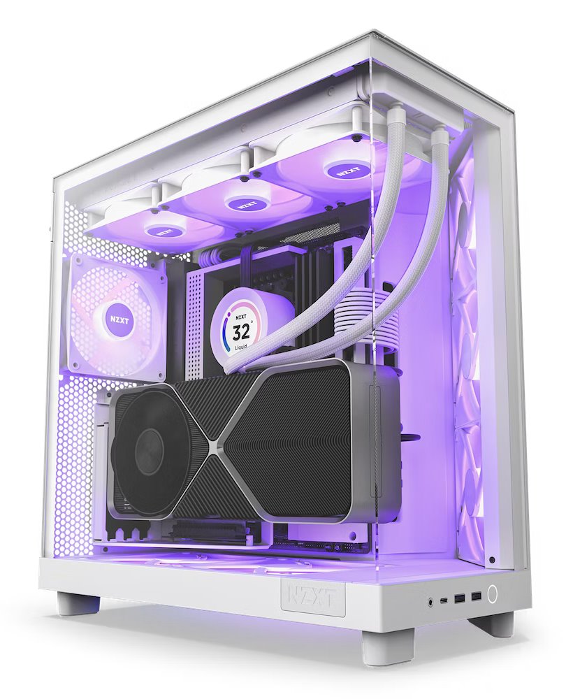 NZXT skříň H6 Flow RGB dvoukomorová / MidT / 3x120mm RGB fan / 2xUSB 3.2 / USB-C / prosklená / bílá CC-H61FW-R1