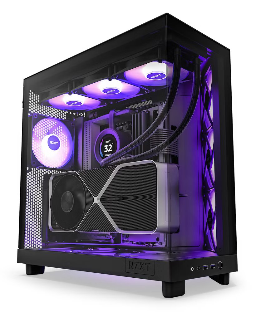 NZXT skříň H6 Flow RGB dvoukomorová / MidT / 3x120mm RGB fan / 2xUSB 3.2 / USB-C / prosklená / černá CC-H61FB-R1