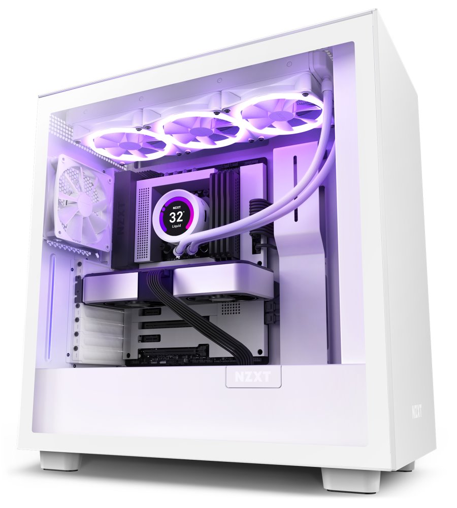 NZXT skříň H7 / ATX / 2x120 mm fan / USB-C / 2x USB / prosklená bočnice / bílá CM-H71BW-01