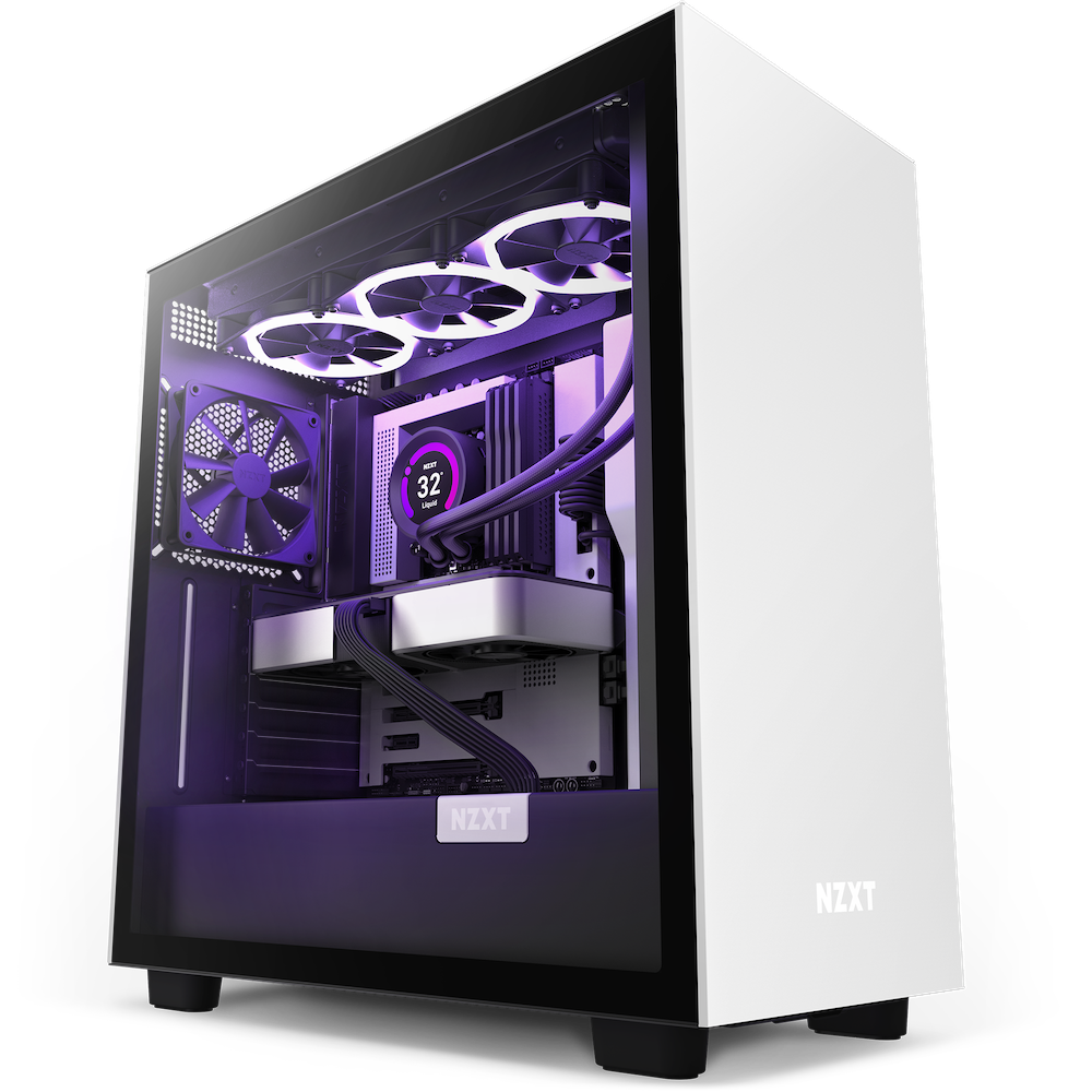 NZXT skříň H7 / ATX / 2x120 mm fan / USB-C / 2x USB / prosklená bočnice / černobílá CM-H71BG-01