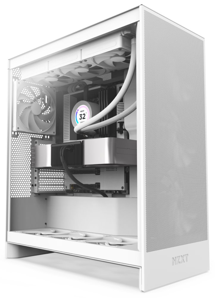 NZXT skříň H7 Flow edition / ATX / 2x 120 mm fan / USB-C / 2x USB / prosklená bočnice / mesh panel / bílá CM-H72FW-01