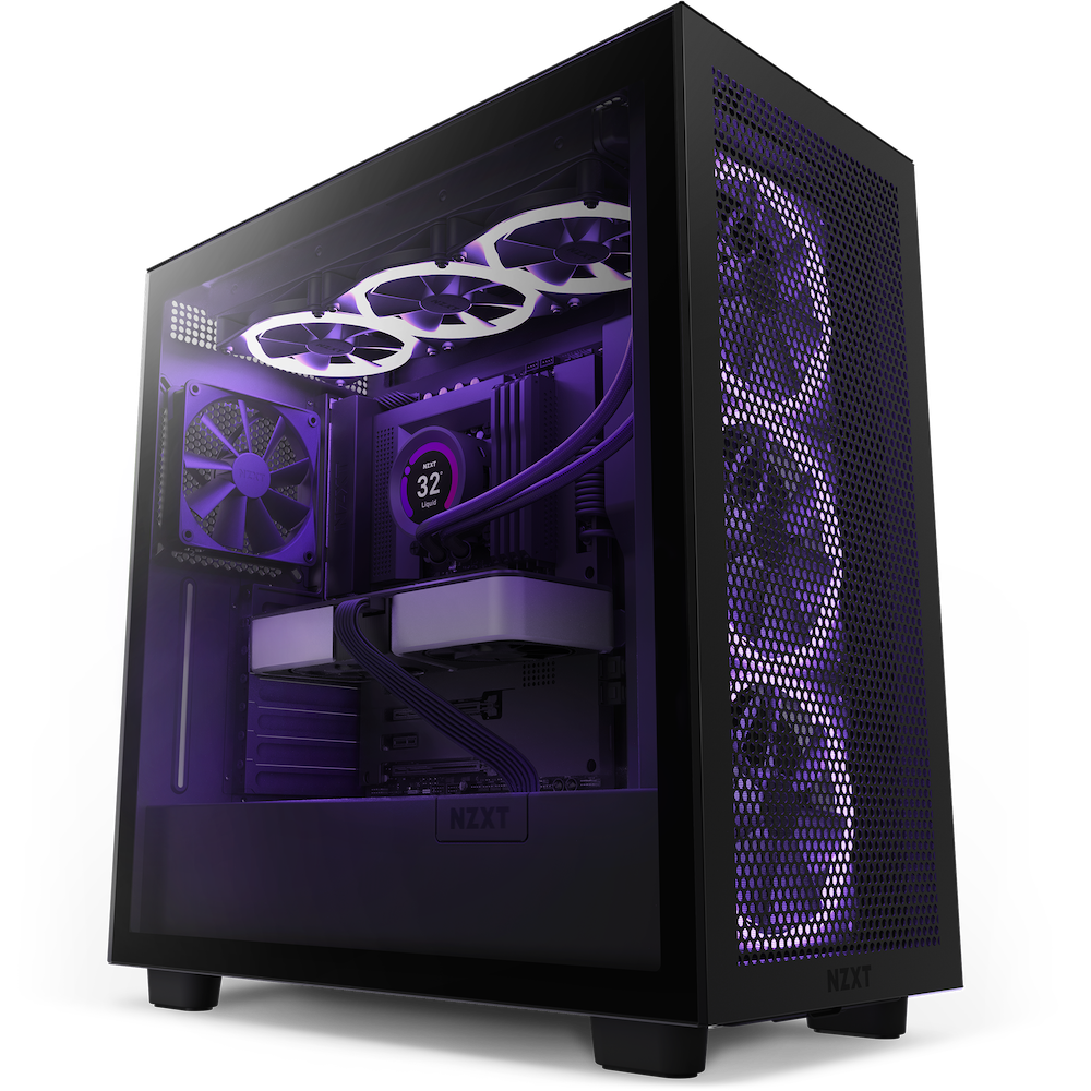 NZXT skříň H7 Flow edition / ATX / 2x 120 mm fan / USB-C / 2x USB / prosklená bočnice / mesh panel / černá CM-H71FB-01