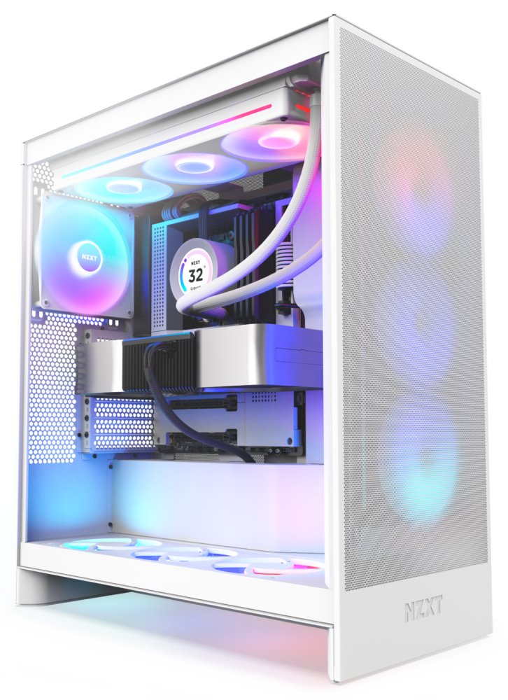 NZXT skříň H7 Flow RGB edition / ATX / 3x 140 mm fan / USB-C / 2x USB / prosklená bočnice / mesh panel / RGB CM-H72FW-R1