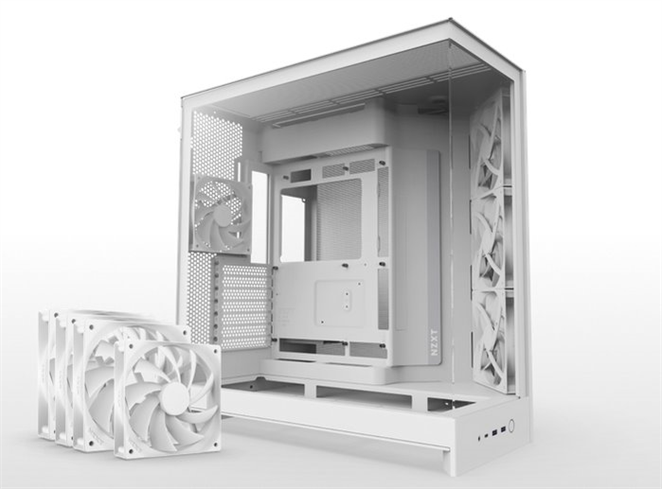 NZXT skříň H9 Flow dvoukomorová ATX / 4x120mm fan / až 10xfan / perforovaný top / proskl. bočnice, front / b CM-H91FW-01