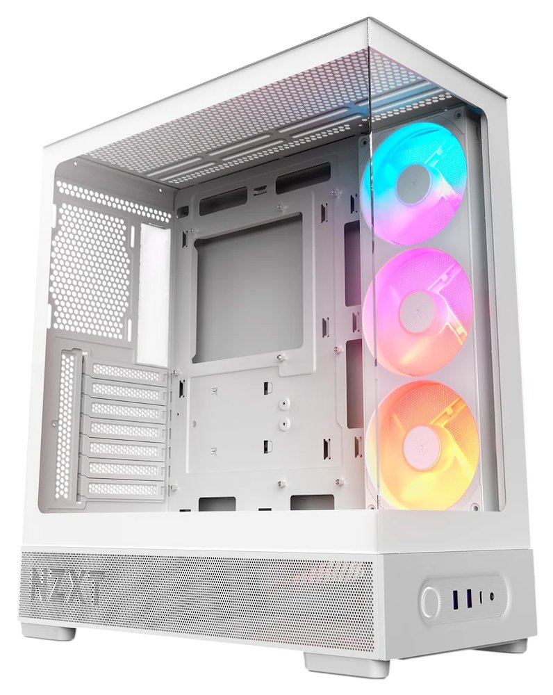 NZXT skříň S5 / ATX / 360mm RGB single-frame reverse fan / 2xUSB 3.2 / USB-C / panoramatická / bílá CC-S51FW-01