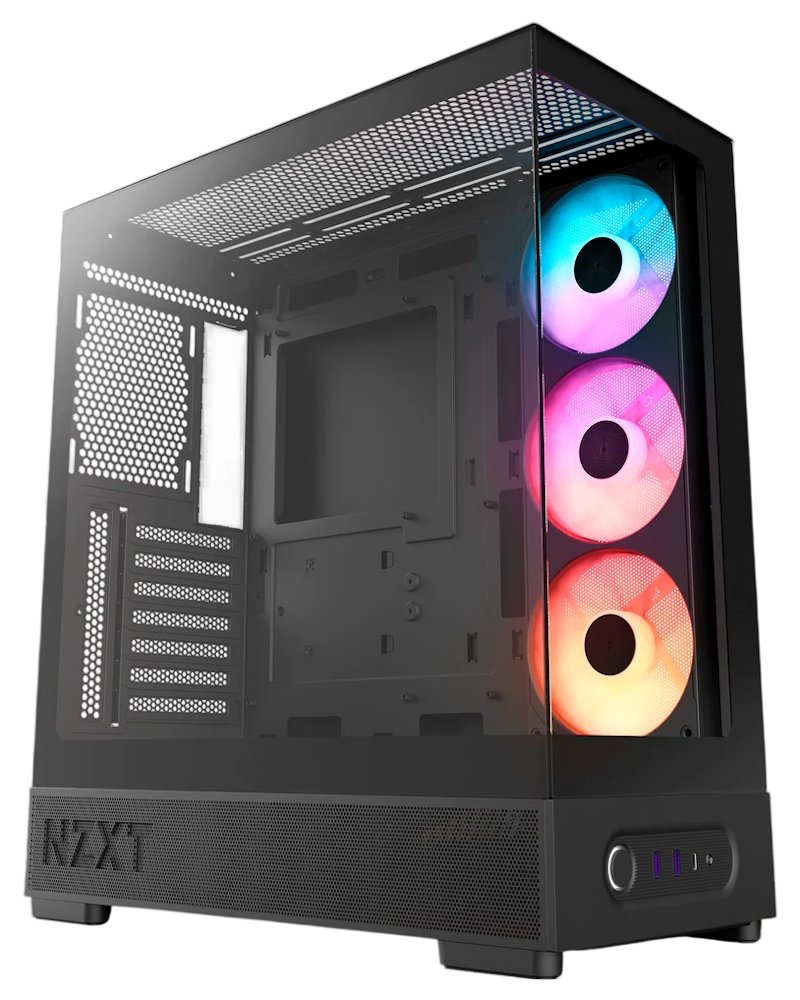 NZXT skříň S5 / ATX / 360mm RGB single-frame reverse fan / 2xUSB 3.2 / USB-C / panoramatická / černá CC-S51FB-01