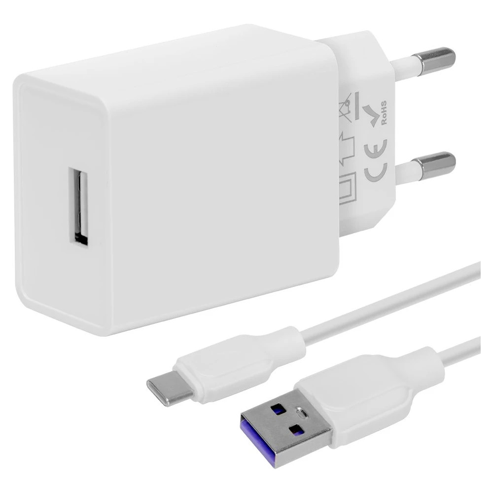 OBAL:ME Cestovní Nabíječka USB-A 10W + USB-A/USB-C Kabel 1m White 8596311218842