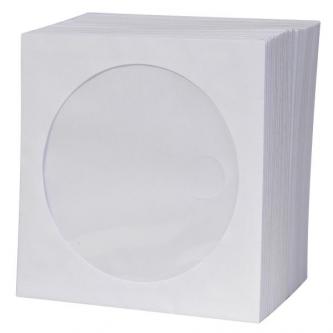 Obálka na 1 ks CD, papier, biela, s okienkom, Logo, 100-pack 21991