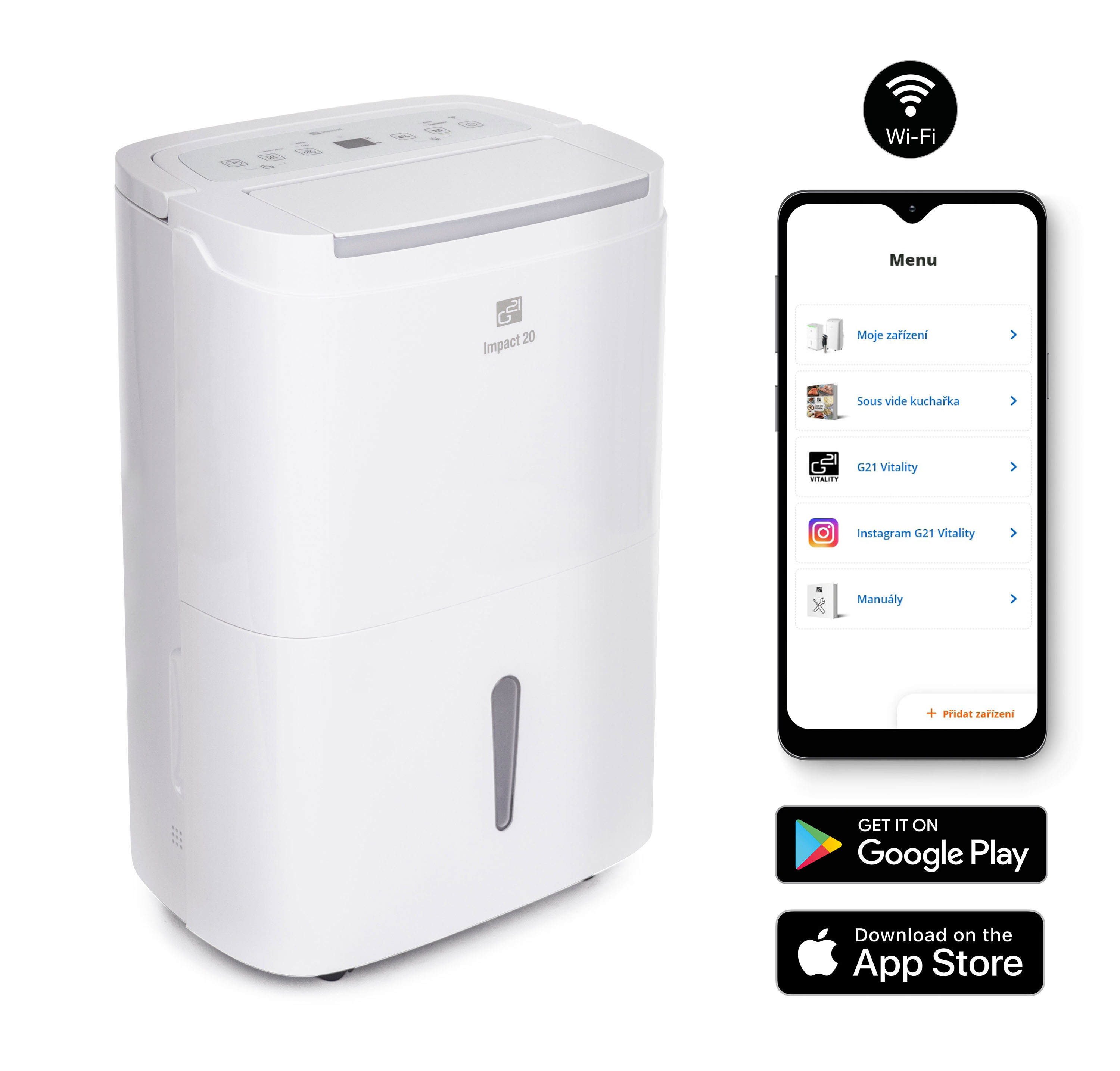 Odvlhčovač G21 Impact 20, kapacita 20l/24h, WiFi G21IMP20