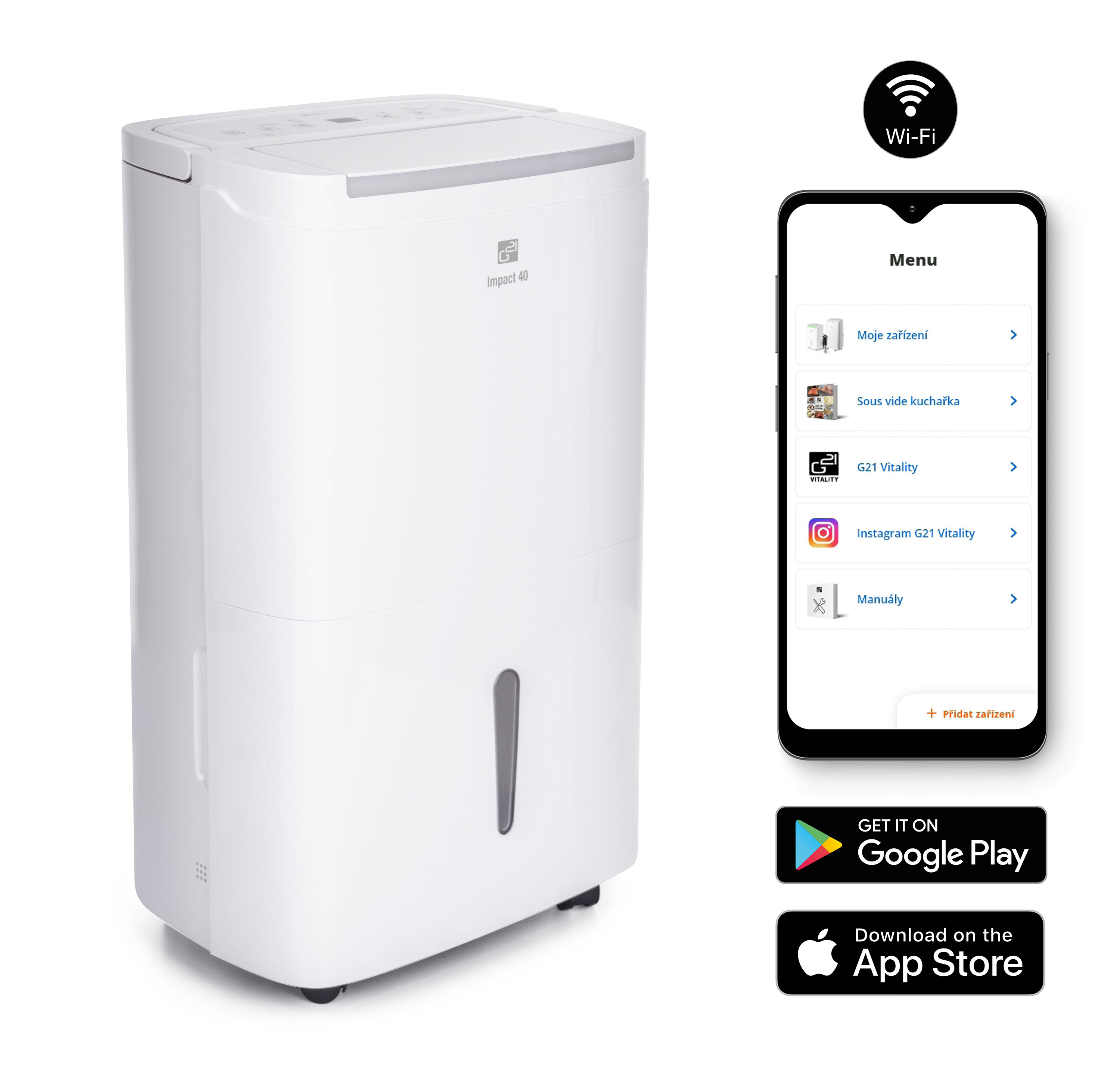 Odvlhčovač G21 Impact 40, kapacita 40l/24h, WiFi G21IMP40