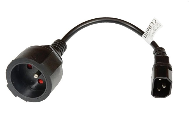 OEM Redukcia pre UPS 230V 1 zásuvka / UPS. Dlzka kablu 23cm. (redukce CEE 7/5 na IEC320 C14 RED230FR/C14