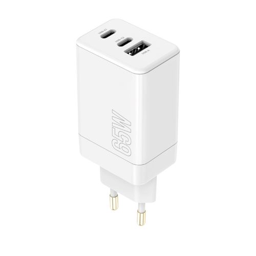 OEM0101206 Maxlife MXTC-08-65ACC PD QC charger 2x USB-C 1x USB 65W white T00065036