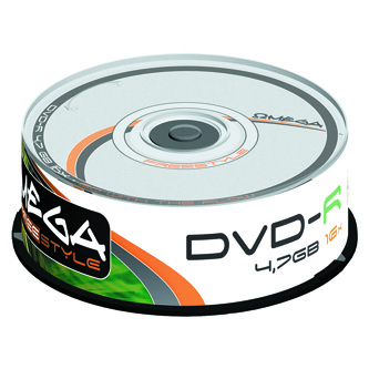 Omega Freestyle DVD-R, OMDF1625-, 25-pack, 4.7GB, 16x, 12cm, Standard, cake box, bez možnosti potla