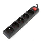 OMEGA Prodlužovací zásuvková lišta s 5 zásuvkami WITH BASIC SURGE PROTECTION 5M 16A 5 SOCKET TYPE E FRENCH BLACK OL5F5