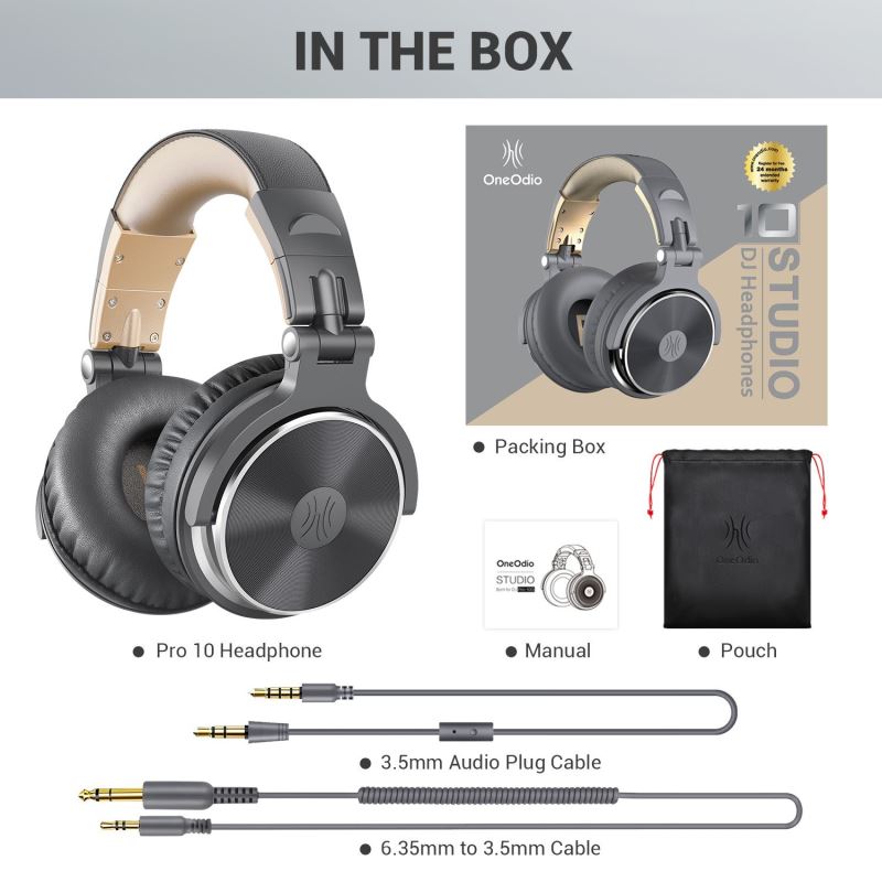 OneOdio Pro-10 DJ náhlavní sluchátka, šedá 6974028140113
