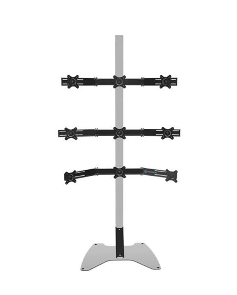ONKRON Stojan pre 9 monitorov 18"-26" s nastaviteľným sklonom, strieborný FSPRO1L33-B