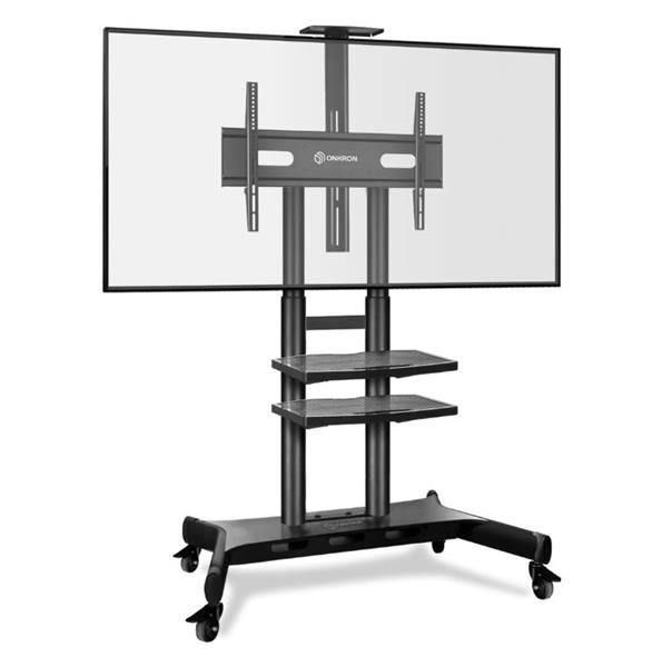 ONKRON TV mobilný stojan pre 50 - 90" s policami, výškovo nastaviteľný, čierny TS1891-B