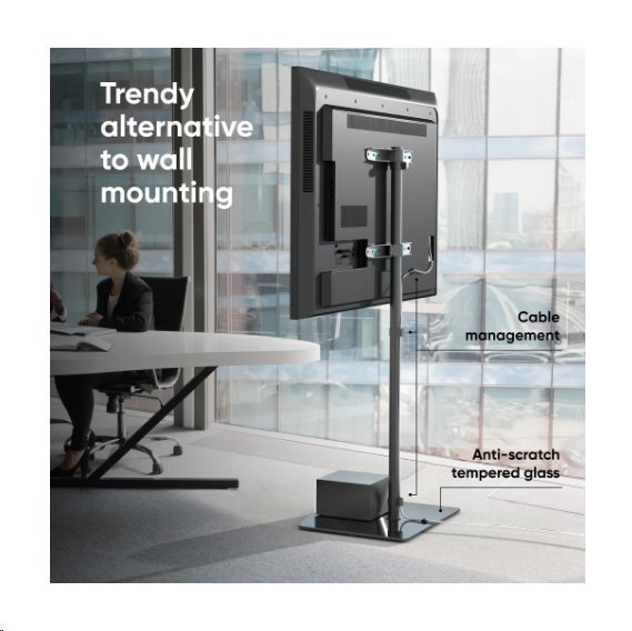 ONKRON Univerzálny podlahový TV stojan so sklenenou základňou pre 30"-60" TV do 41 kg, čierna VESA: 100x100 - 4 TS5065-B