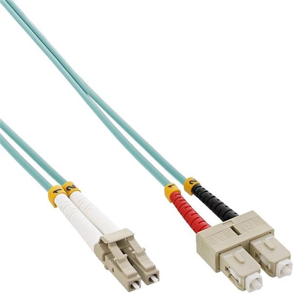 Optický kábel LC-SC, MM, 3m Duplex OM3(50/125µm), LSOH, 3mm, tyrkysový In88643O