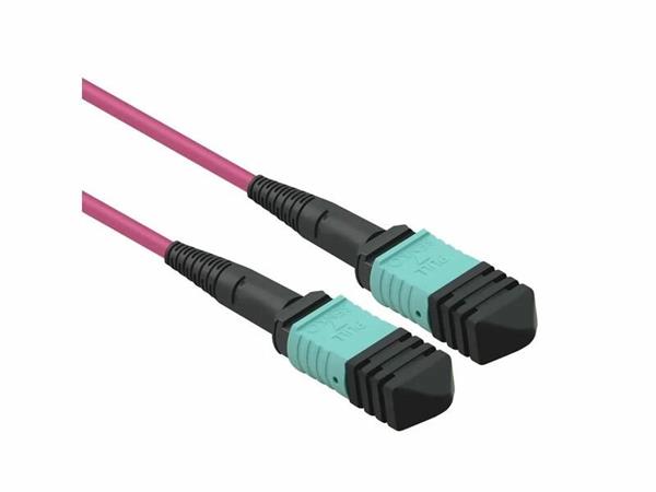 Optický kábel MTP-MTP, 7,5m Duplex OM4(50/125µm), LSOH, 3mm, Trunk Cable, fialový Typ-B MTPF12MTPFOM4-7,5