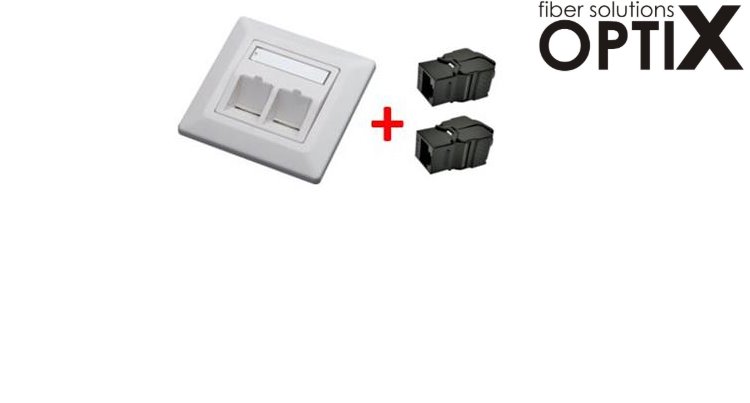 OPTIX UTP zásuvka OPTIX cat6, 2 keystony pod omítku, černý 41660