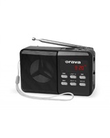 Orava RP-140 B přenosný rádiopřijímač, micro SD, USB vstup, výstup na sluchátka, displej, FM rádio, anténa, černá