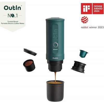Outin Nano Prenosný espresso kávovar, farba modrozelená OTEM-01-Teal