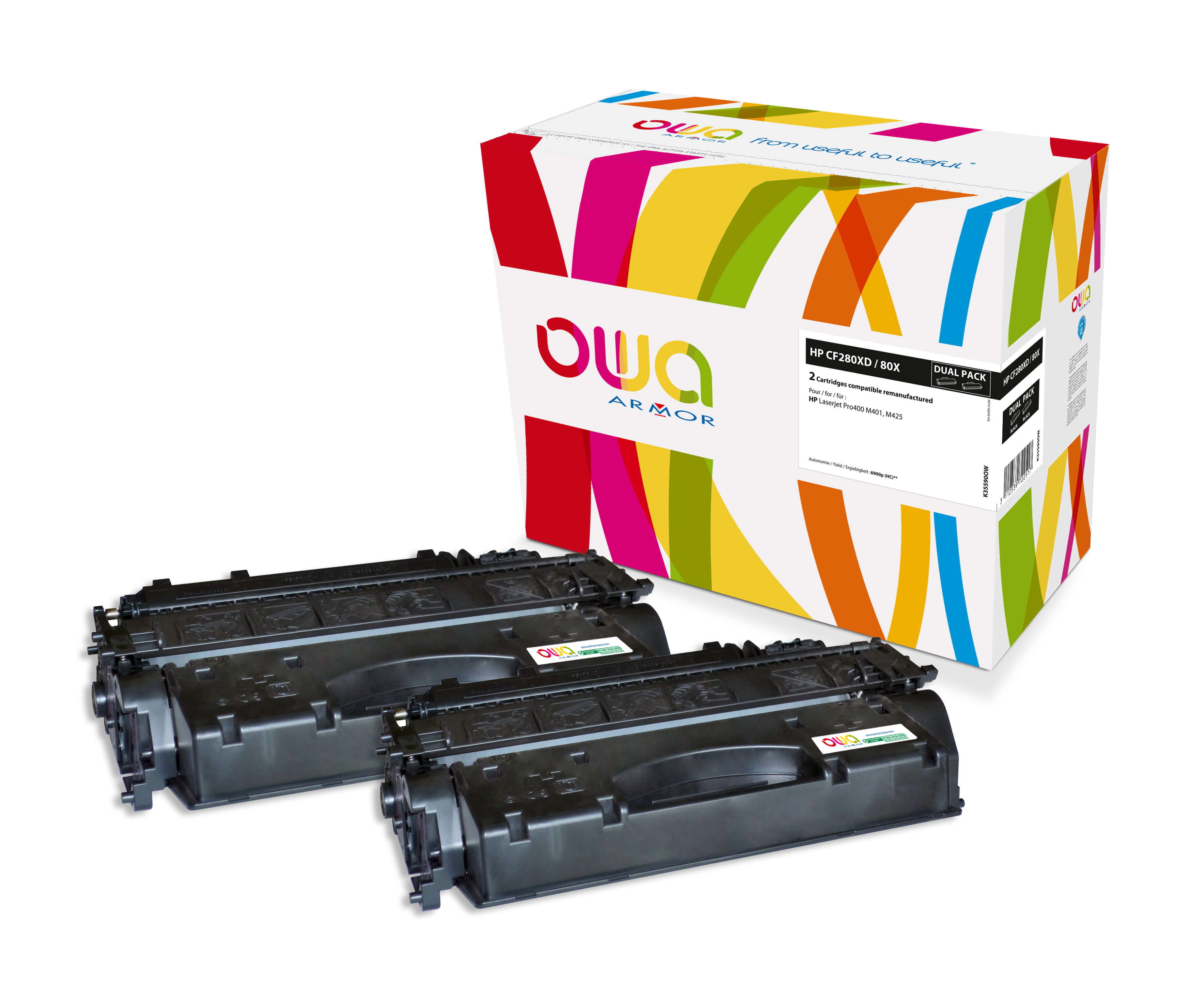 OWA Armor sada pro HP CF280XD,černá,2x6900st. K35590OW