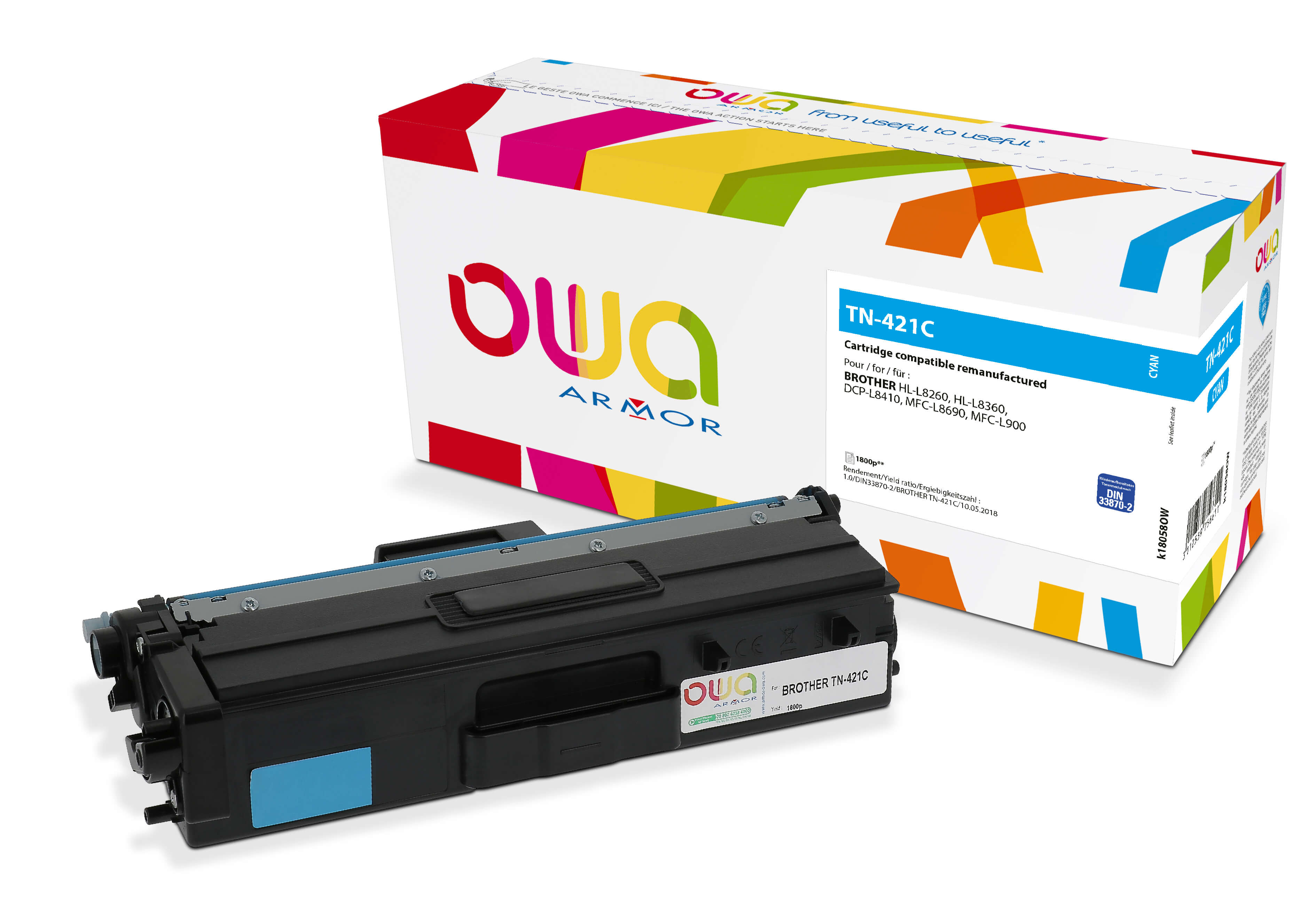 OWA Armor toner pro BROTHER TN-421C, modrá/cyan K18058OW