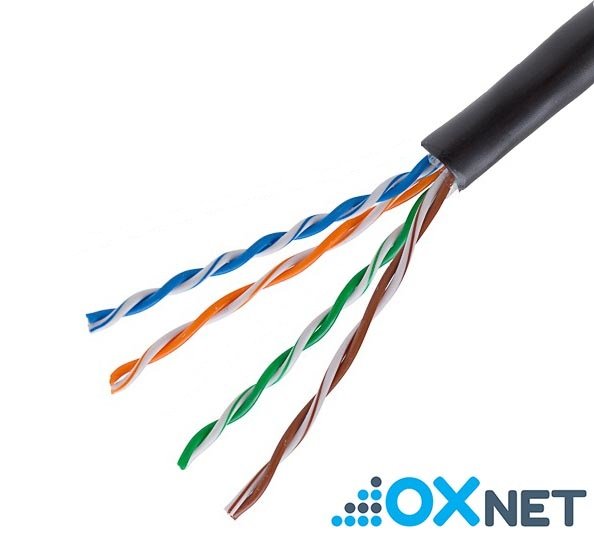 OXnet kábel UTP, Cat5E, drôt, OUTDOOR, box 305m - čierna OX-SLDU5EOUT-305-BK