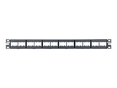 Panduit MINI-COM Modular Faceplate Patch Panels - Propojovací panel - černá - 1U - 19" - 24 porty CPP24WBLY
